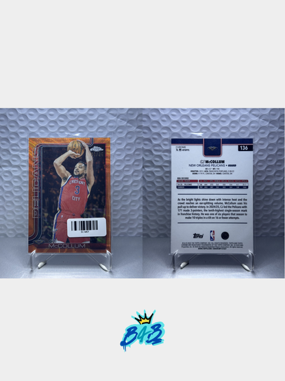 [M07] CJ McCollum - 2025/26 Topps Chrome NBA #136 (Numbered Parallel - Orange Wave /25)