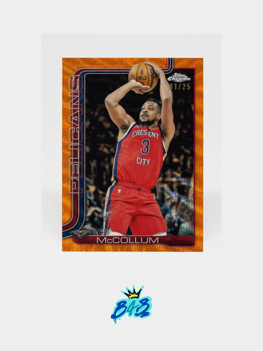 [M07] CJ McCollum - 2025/26 Topps Chrome NBA #136 (Numbered Parallel - Orange Wave /25)