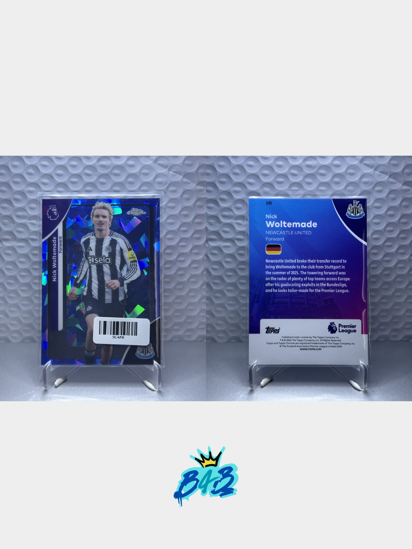 [M18] Nick Woltemade - 2025/26 Topps Chrome EPL #145 (Base - Sapphire Version)